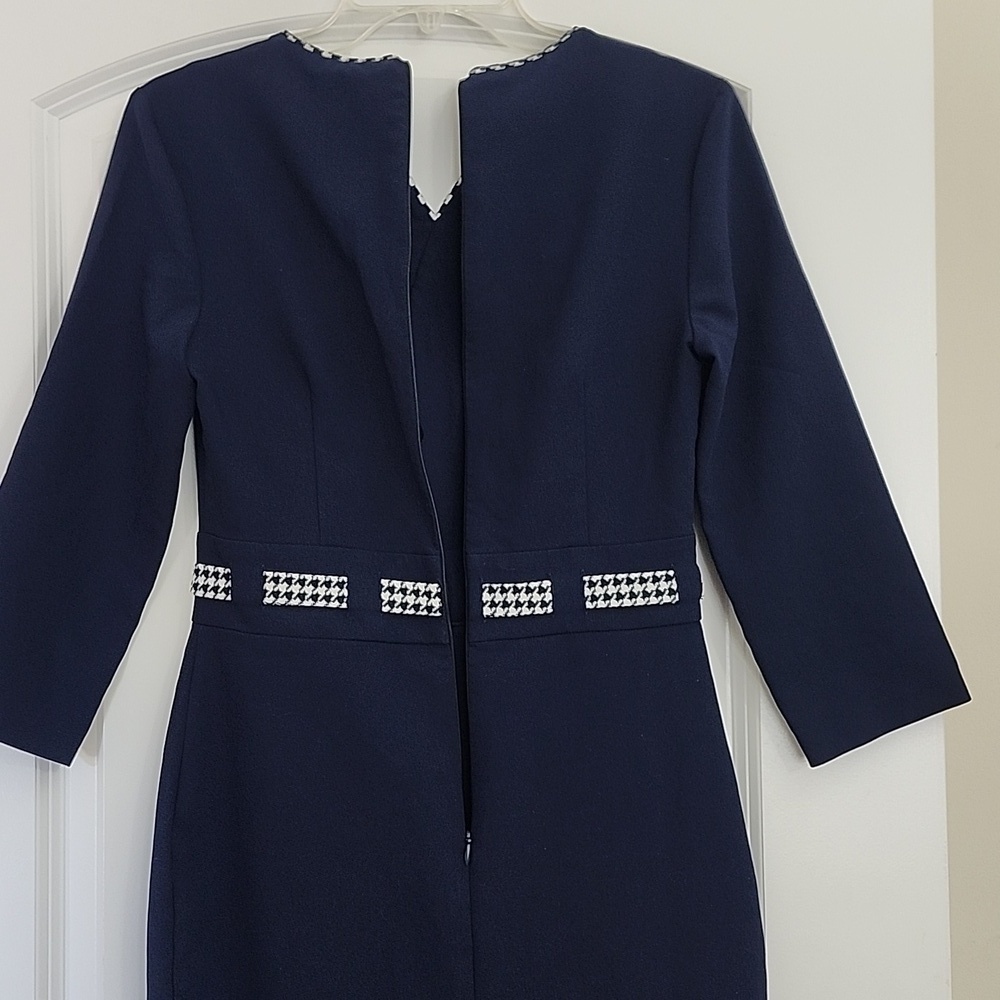 LAFILAZZI OF ITALY NAVY BLUE & WHITE ALINE DRESS SIZE 36 (XSMALL) $MSRP 260 - Picture 11 of 16